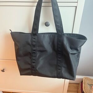 Spacious Black Nylon Tote Bag with Shoulder Straps